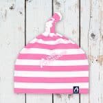 Babymütze mit Knoten rosa/weiß