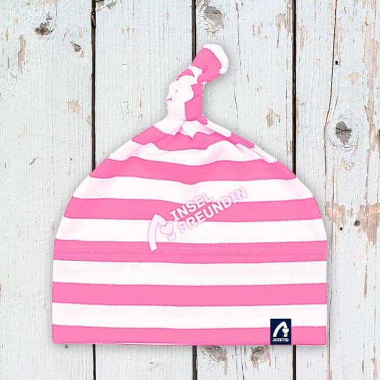 Babymütze mit Knoten rosa/weiß