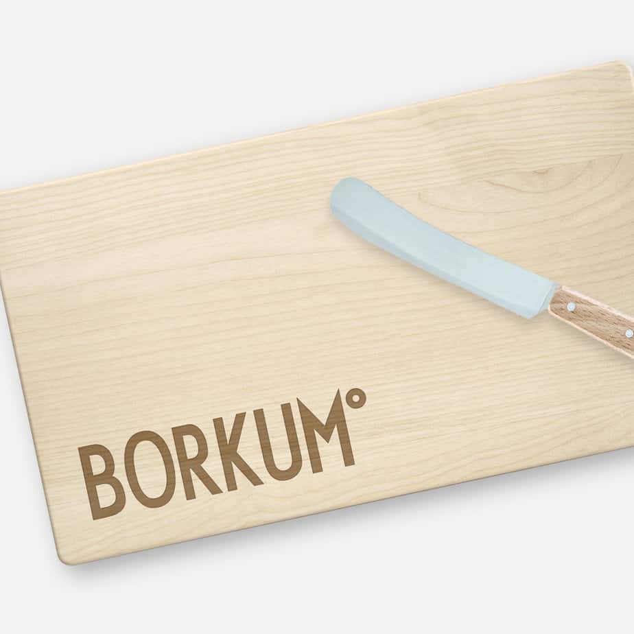 Frühstücksbrett design typo borkum | NORDIG Inselliebe