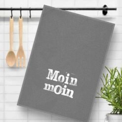 Maritimes Geschirrtuch Moin Moin grau