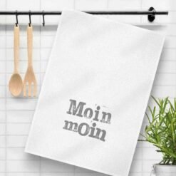 Maritimes Geschirrtuch Moin Moin weiss