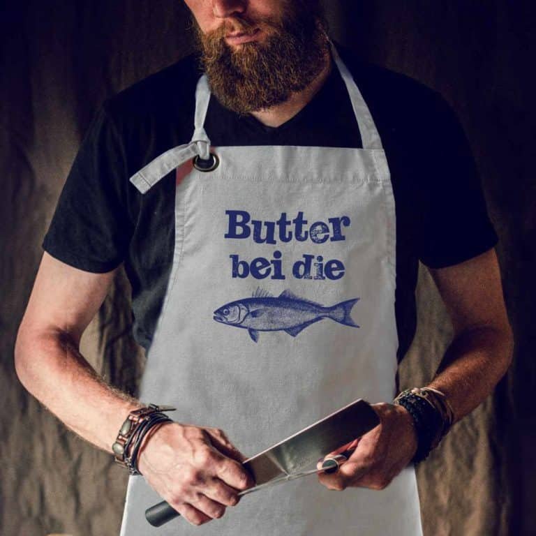 Kochschürze Butter bei die Fische grau