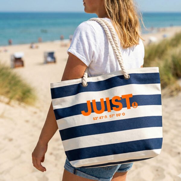 Strandtasche gestreift strand juist | NORDIG Inselliebe