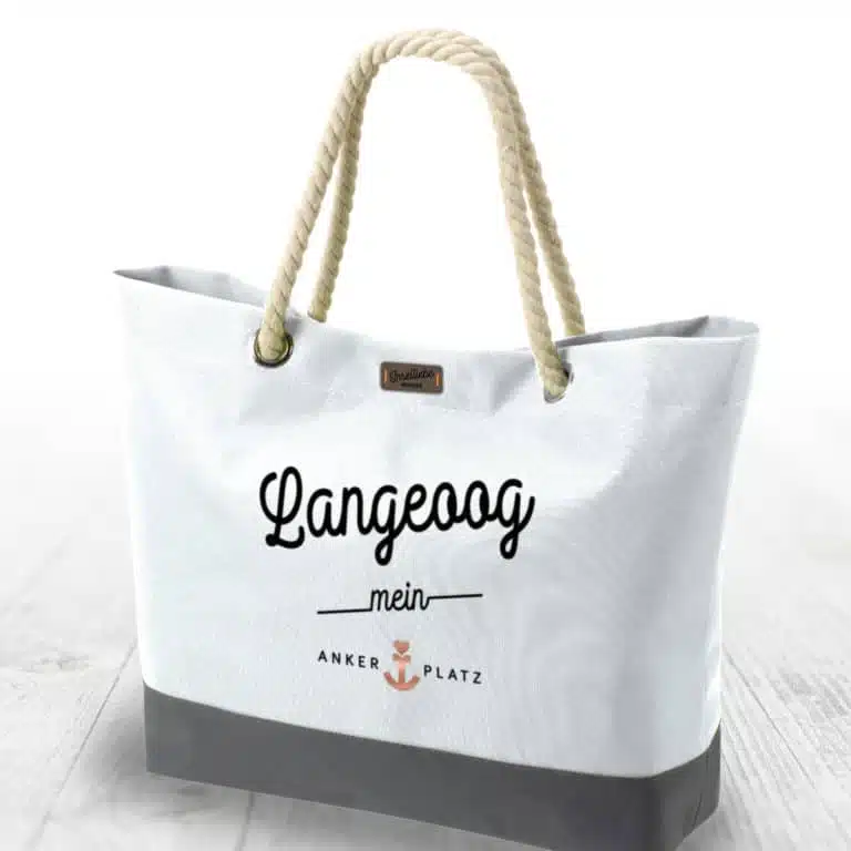 Tasche Strand Ankerplatz Langeoog weiss | NORDIG Inselliebe