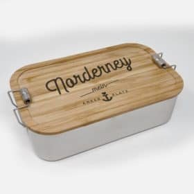 Norderney Edelstahl-Brotdose mit Bambusdeckel - NORDIG Inselliebe