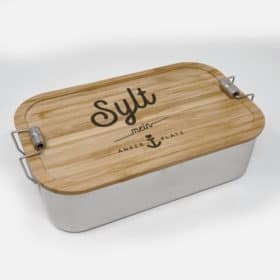 Sylt Edelstahl-Brotdose mit Bambusdeckel - NORDIG Inselliebe