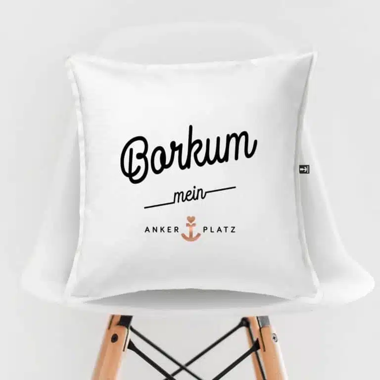 Kissen Ankerplatz Borkum weiss