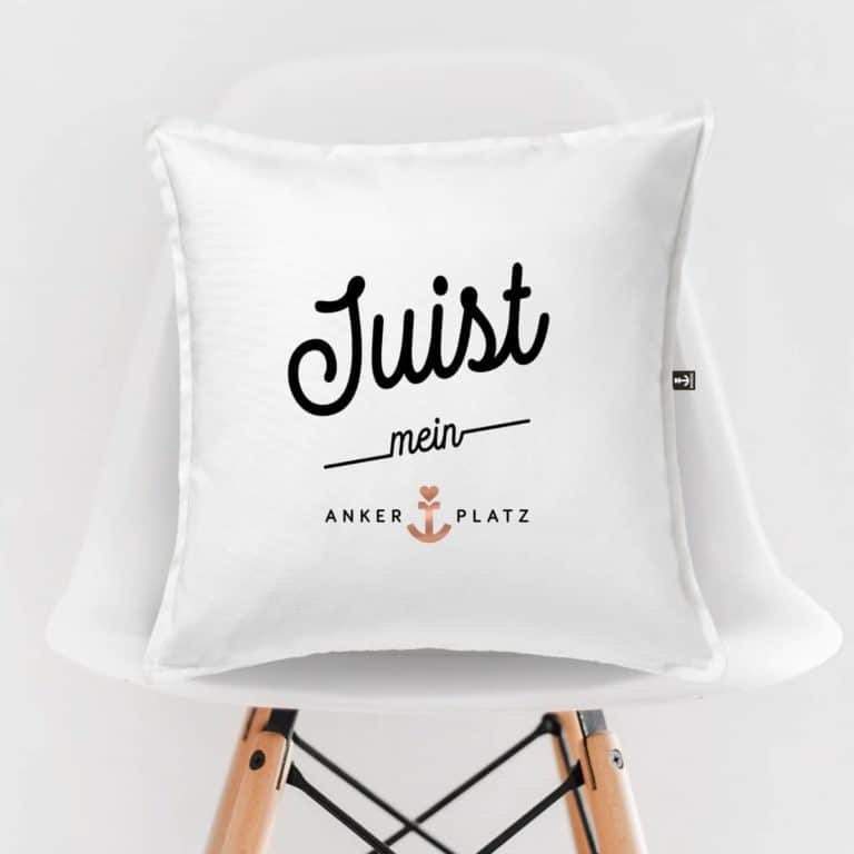 Kissen Ankerplatz Juist weiss