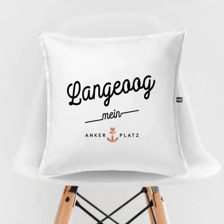 Kissen Ankerplatz Langeoog weiss