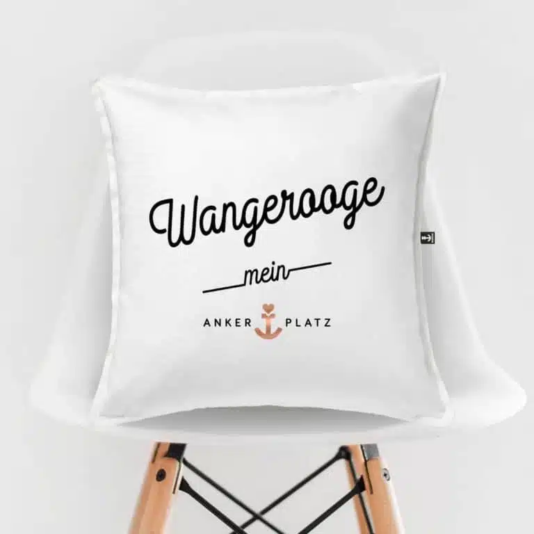 Kissen Ankerplatz Wangerooge weiss