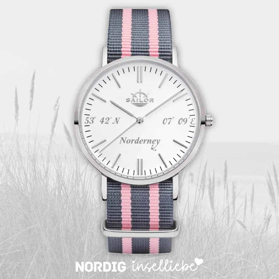 nordig armbanduhr norderney silber grau rosa | NORDIG Inselliebe