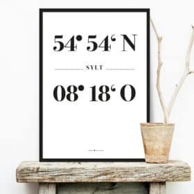 Poster Koordinaten Sylt