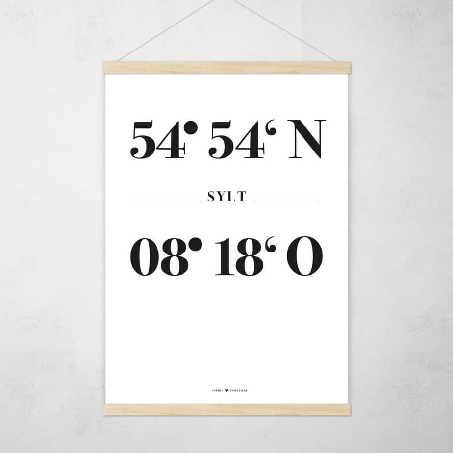 Poster Koordinaten Sylt Posterleiste