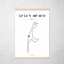 Sylt Poster mit Silhouette und Koordinaten - NORDIG Inselliebe