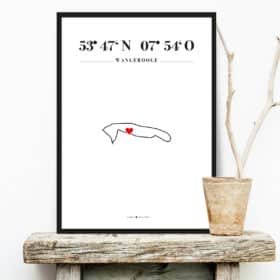 Wangerooge Poster mit Silhouette und Koordinaten - NORDIG Inselliebe