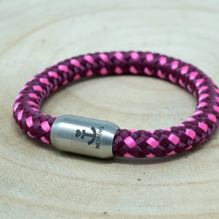 Segeltauarmband aubergine/rosa