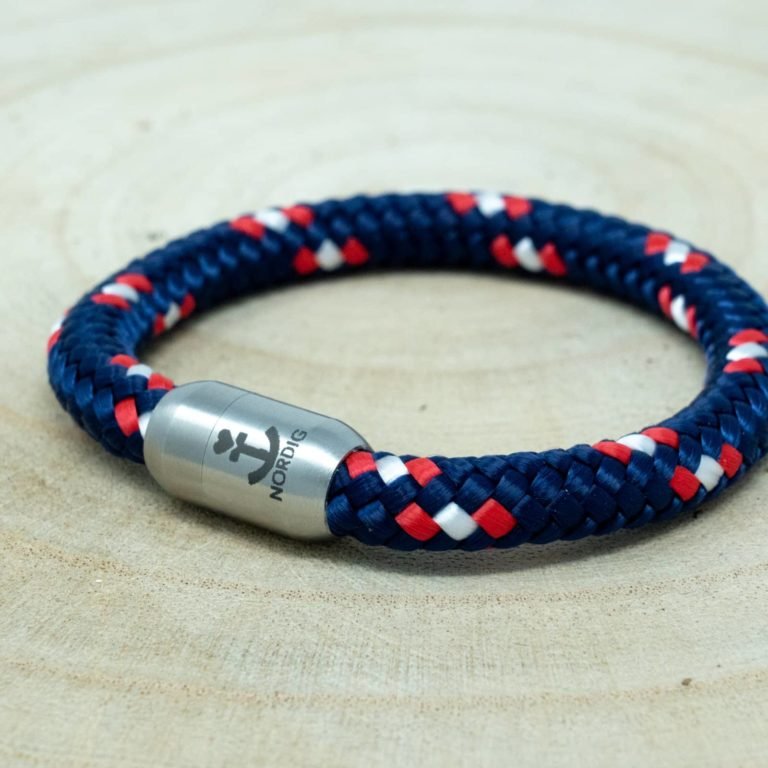 Segeltauarmband blau/rot-weiß